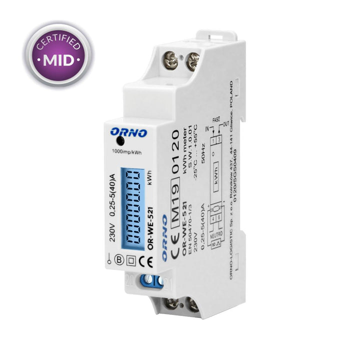 ЕЛЕКТРОМЕР МОНОФАЗЕН 40А OR-WE-521