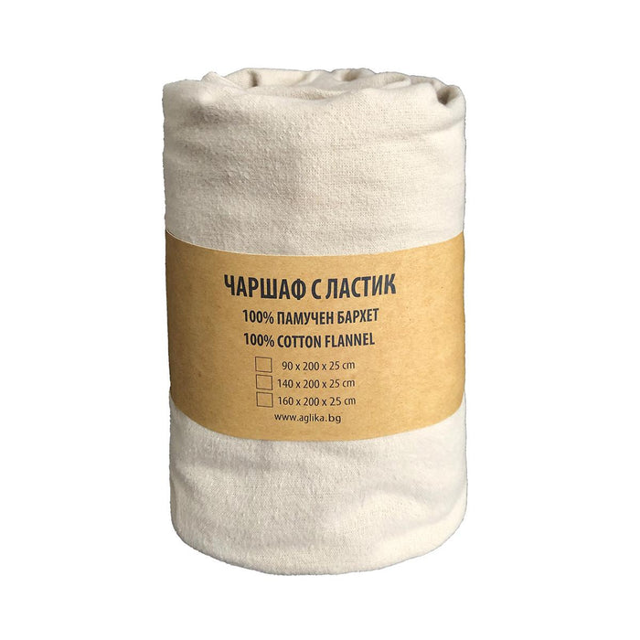 ЧАРШАФ С ЛАСТИК  БАРХЕТ 90/200 ЕКРЮ