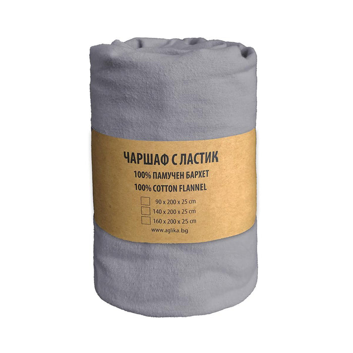 ЧАРШАФ С ЛАСТИК БАРХЕТ 90/200 СИВ