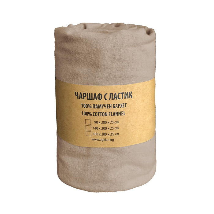 ЧАРШАФ С ЛАСТИК БАРХЕТ 90/200 БЕЖ