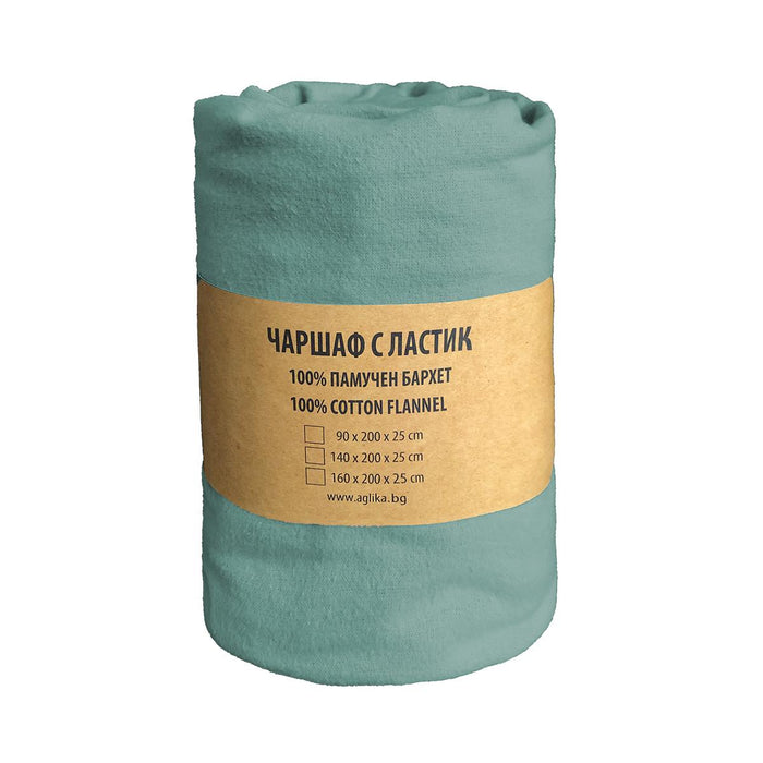 ЧАРШАФ С ЛАСТИК  БАРХЕТ 160/200 ЗЕЛЕН