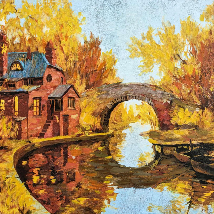 КАРТИНА С МАСЛЕНИ БОИ .ЕСЕНЕН ПЕЙЗАЖ