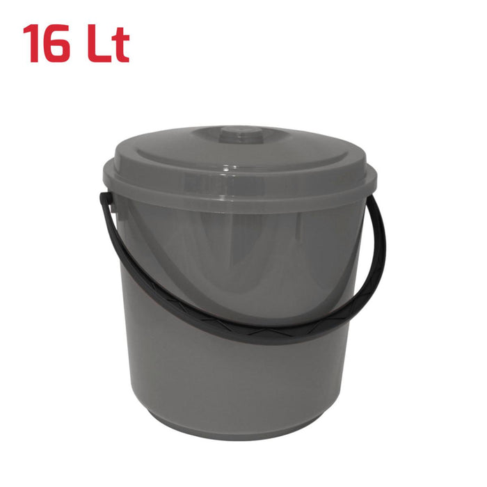КОФА С КАПАК 16Л RECA PLAST СИВОКАФЯВА