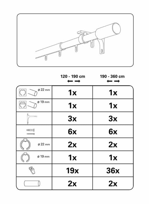 КОРНИЗ ПАРОС РАЗТЕГАЕМ 190-360 СМ СРЕБРО