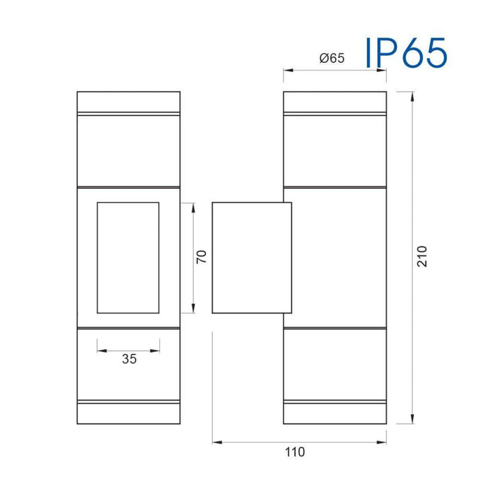 LED ТЯЛО BERGAMO ЧЕРНО 2X35W IP65