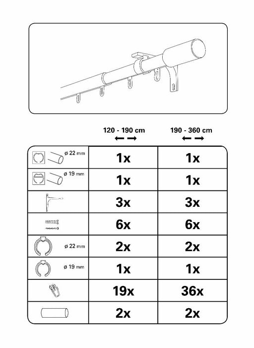 КОРНИЗ ТАСОС РАЗТЕГАЕМ 190-360 СМ ЧЕРЕН