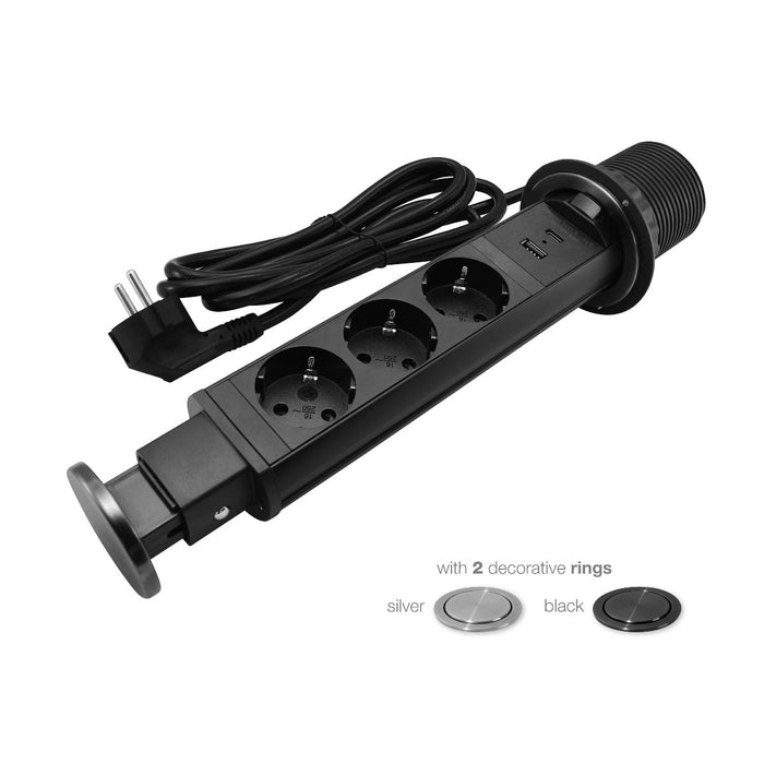 КОЛОНА POP-UP 3ШУКО/2USBA+C Ф60MM COMMEL