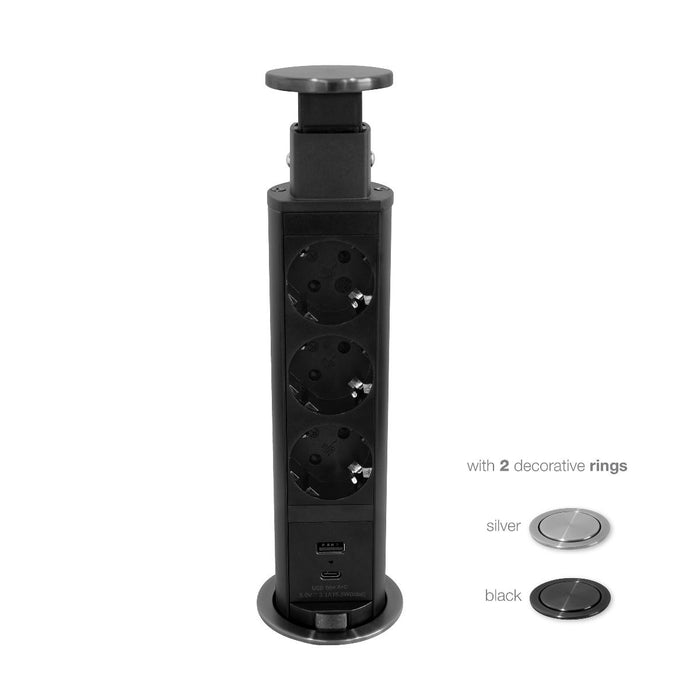 КОЛОНА POP-UP 3ШУКО/2USBA+C Ф60MM COMMEL