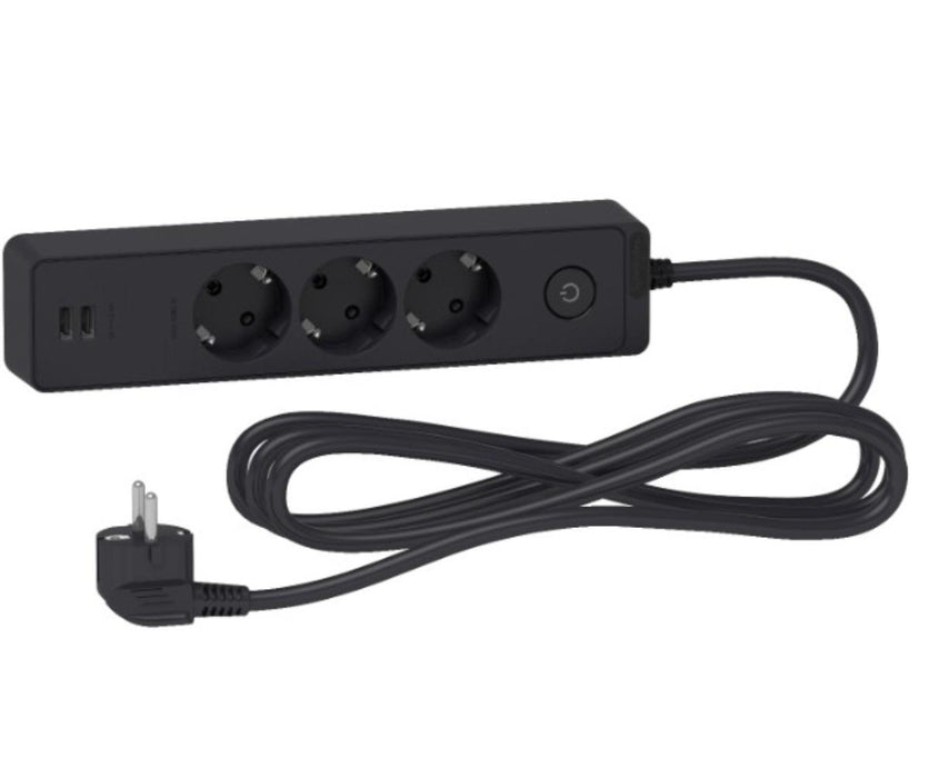 РАЗКЛОНИТЕЛ 3 ГНЕЗДА & 2 USB 3M ЧЕРЕН