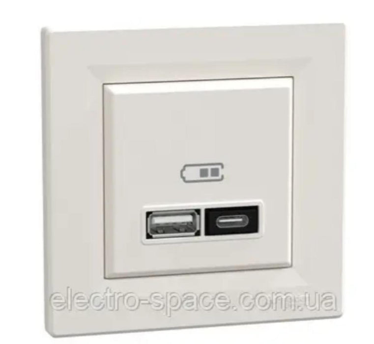 USB ЗАРЯДНО ТИП A+C КРЕМА ASFORA