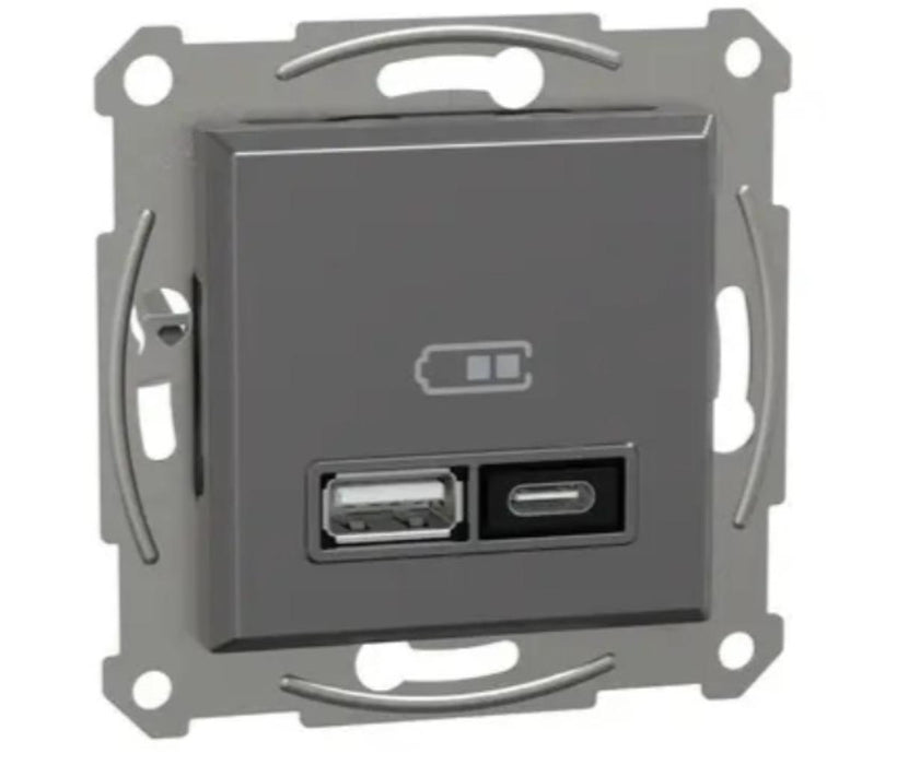 USB ЗАРЯДНО ТИП A+C АНТРАЦИТ ASFORA