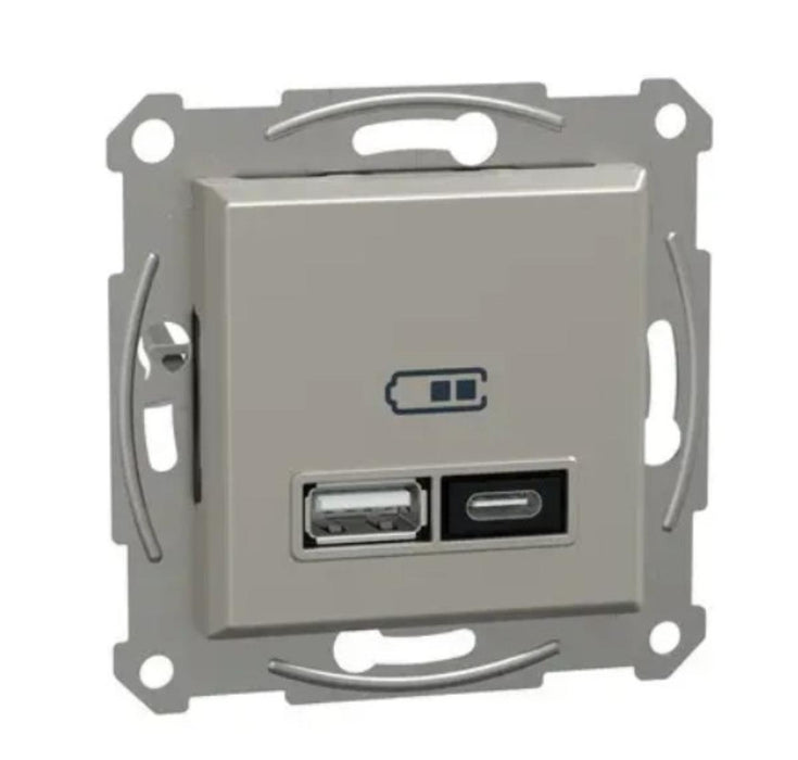 USB ЗАРЯДНО ТИП A+C БРОНЗ ASFORA