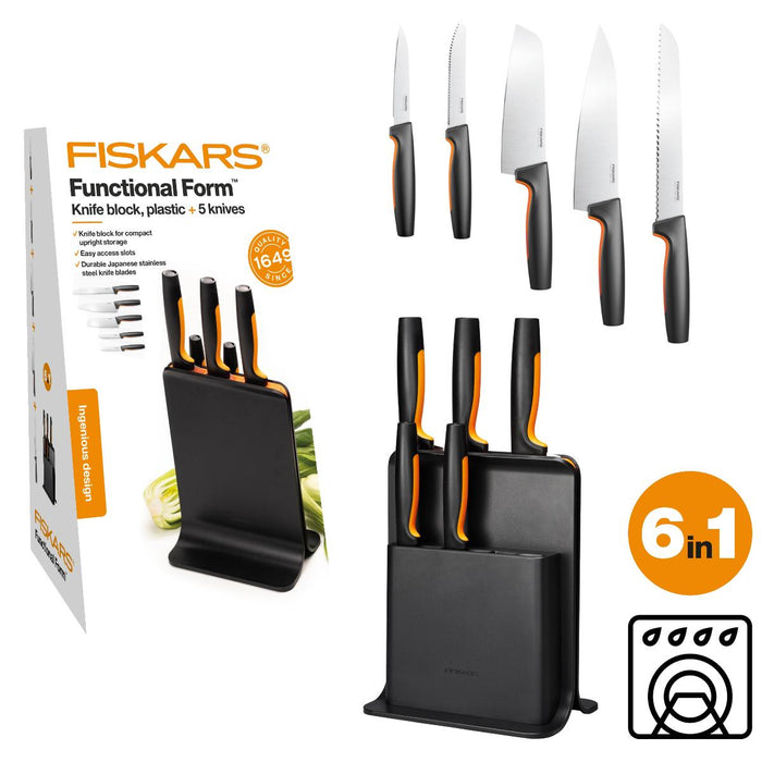 НОЖОВЕ С ПОСТАВКА КУХНЕНСК 5БР FISKARS