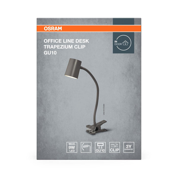 ЛАМПА DESK TRAPEZIUM CLIP GU10 СИВО