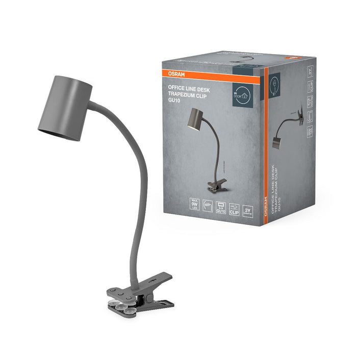 ЛАМПА DESK TRAPEZIUM CLIP GU10 СИВО