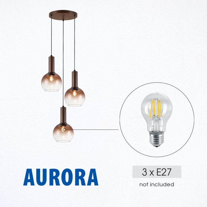 ПЕНДЕЛ 3XЕ27 34.5CM КАФЕ VIVALUX AURORA