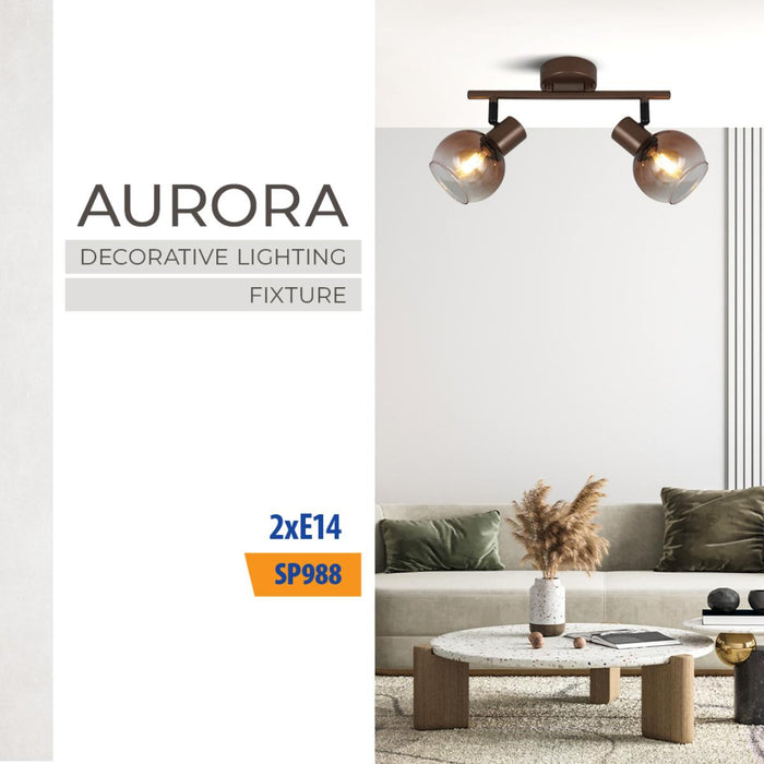 СПОТ AURORA СТЪКЛО КАФЕ 2ХЕ14