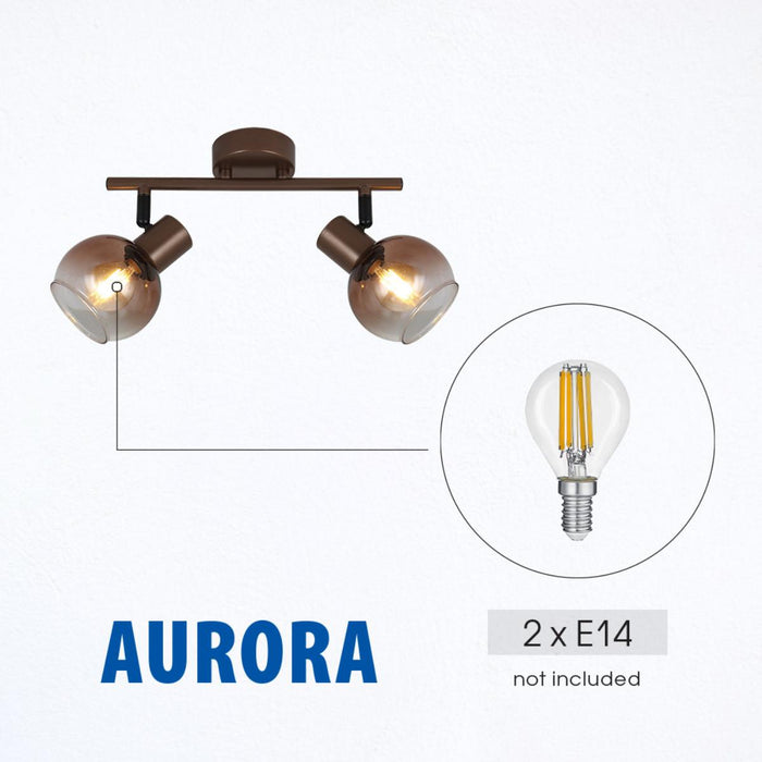 СПОТ AURORA СТЪКЛО КАФЕ 2ХЕ14