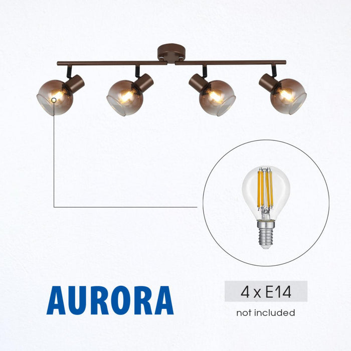 СПОТ AURORA СТЪКЛО КАФЕ 4ХЕ14