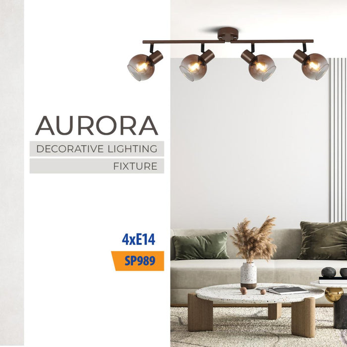 СПОТ AURORA СТЪКЛО КАФЕ 4ХЕ14