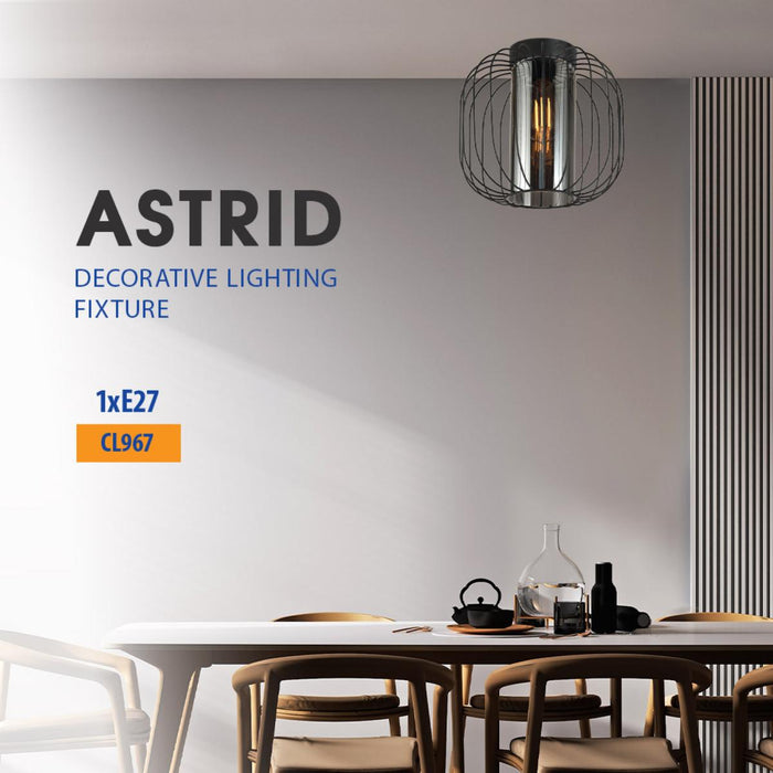 ПЛАФОН ASTRID ТЕЛ И СТЪКЛО 1ХЕ27