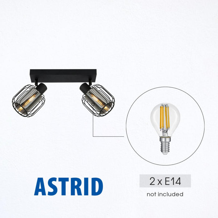 СПОТ ASTRID ТЕЛ И СТЪКЛО 2XE14