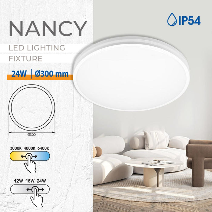 LED ПЛАФОН 24W 30CM CCT DIM 1920LM БЯЛ VIVALUX NANCY