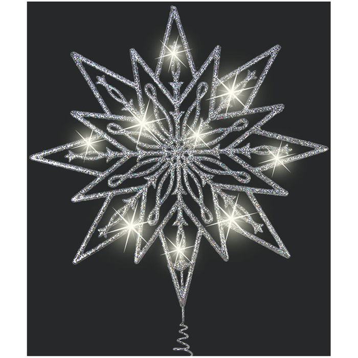 ВРЪХ ЗА ЕЛХА 25CM LED С БРОКАТ СРЕБРО W 91145