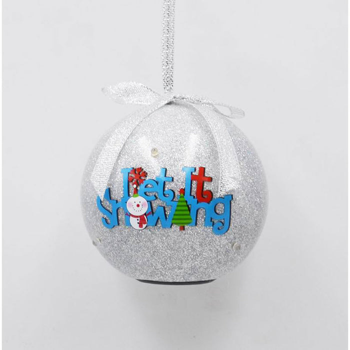 КОЛЕДНА ТОПКА 8CM LED СРЕБЪРНА