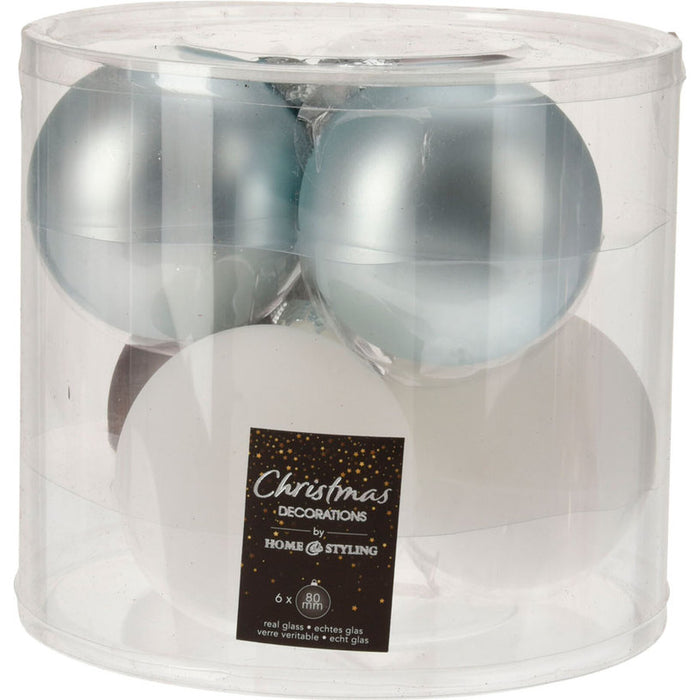 КОМПЛЕКТ КОЛЕДНИ ТОПКИ 6БР 8CM СТЪКЛЕНИ ABR702550