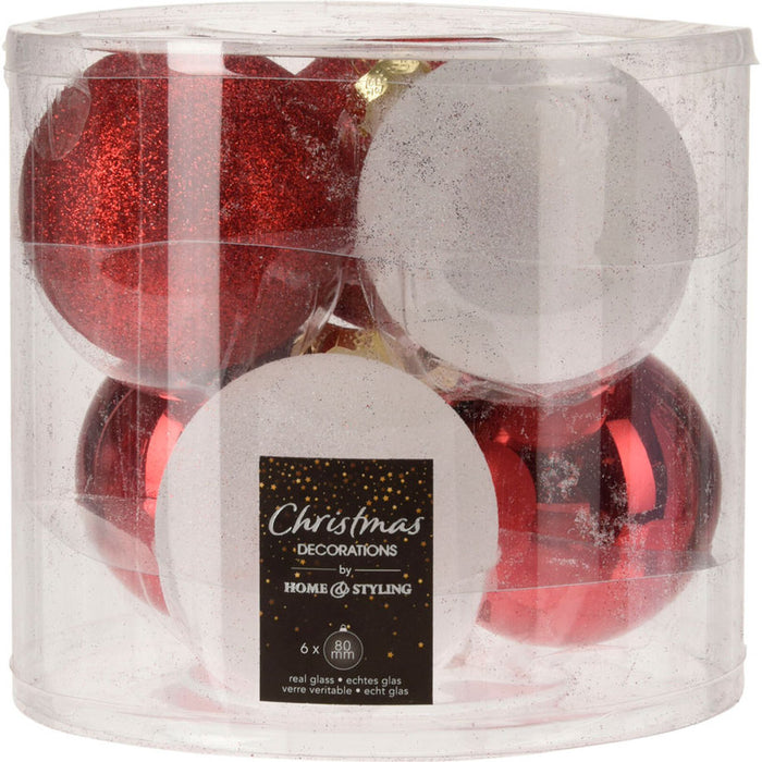 КОМПЛЕКТ КОЛЕДНИ ТОПКИ 6БР 8CM СТЪКЛЕНИ ABR702560