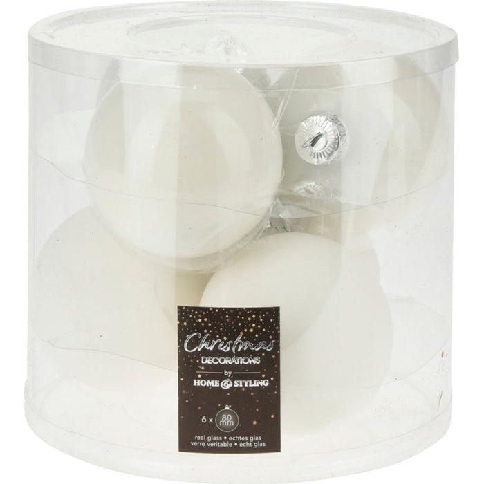 КОМПЛЕКТ КОЛЕДНИ ТОПКИ СТЪКЛЕНИ 6БР 8CM ABR702530