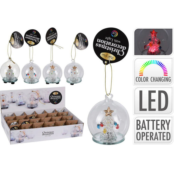 КОЛЕДНА ТОПКА 6CM LED С ДЕКОРАЦИЯ СТЪКЛЕНА ABR401690