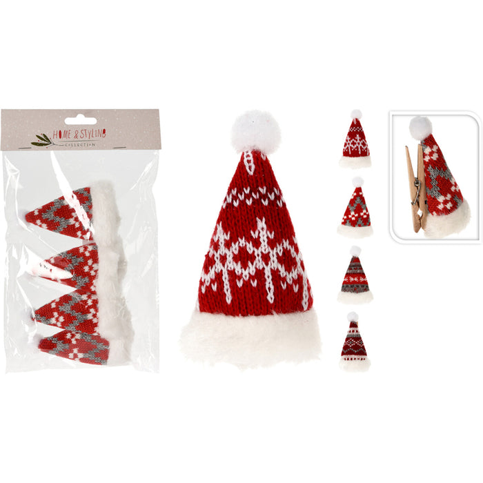 КОЛЕДНА ДЕКОРАЦИЯ ШАПКА С КЛИПС 4БР DH8068680