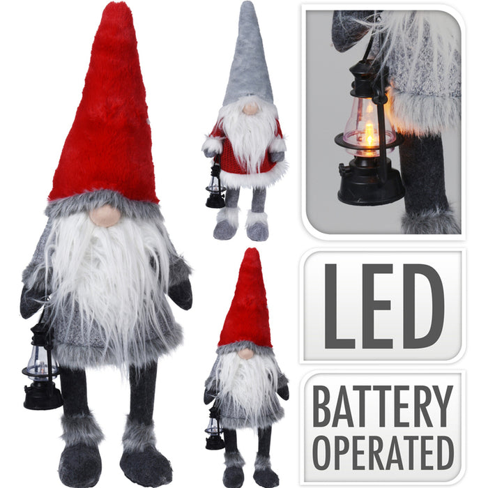 ФИГУРА ГНОМ С LED НОС/ ФЕНЕР 51CM CAA727040