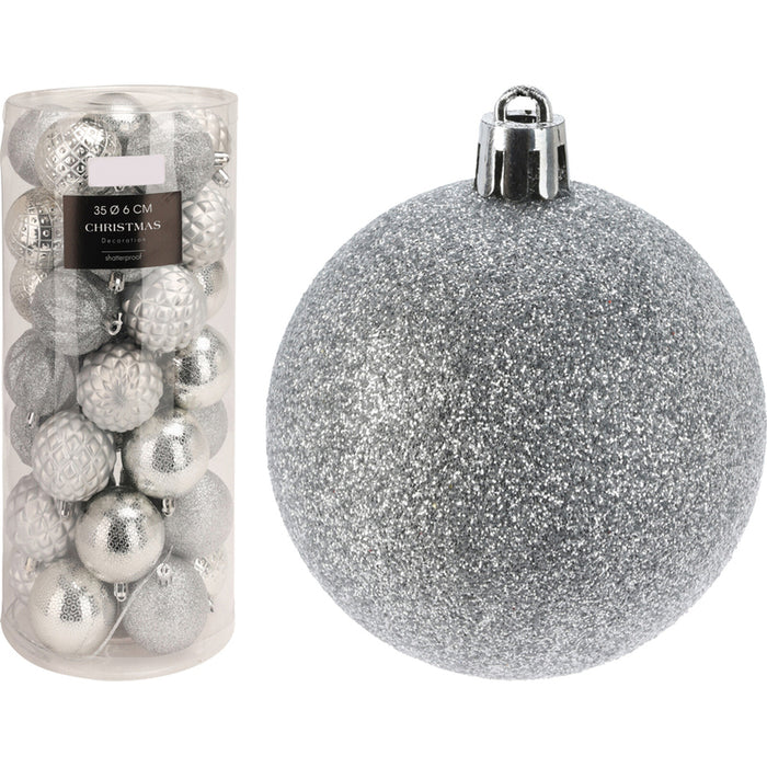 КОМПЛЕКТ КОЛЕДНИ ТОПКИ 35БР 6CM СРЕБРО AVS101710