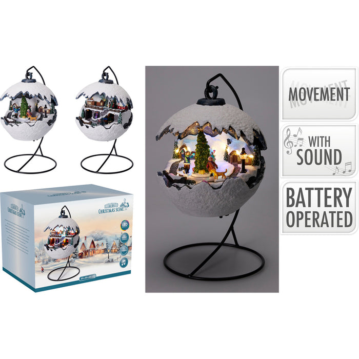 КОЛЕДНА ТОПКА ПЕЙЗАЖ LED 24CM ABG162250