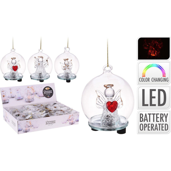 КОЛЕДНА ТОПКА 6CM LED С АНГЕЛ ABR401670