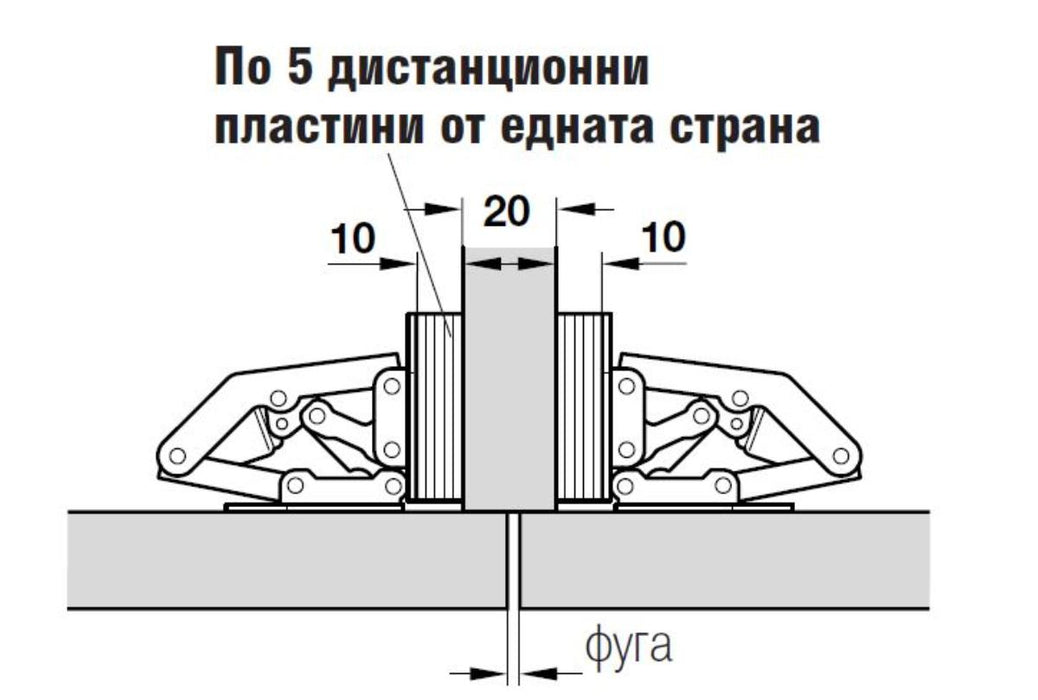 ПАНТА БЕЗ ВКОПАВАНЕ ЪГЪЛ НА ОТВАРЯНЕ 90°