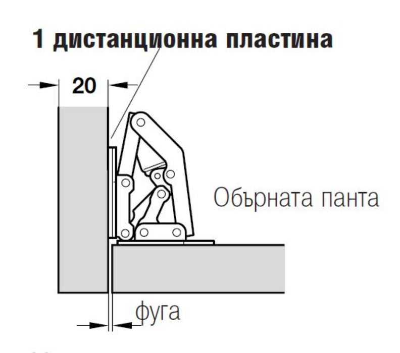 ПАНТА БЕЗ ВКОПАВАНЕ ЪГЪЛ НА ОТВАРЯНЕ 90°