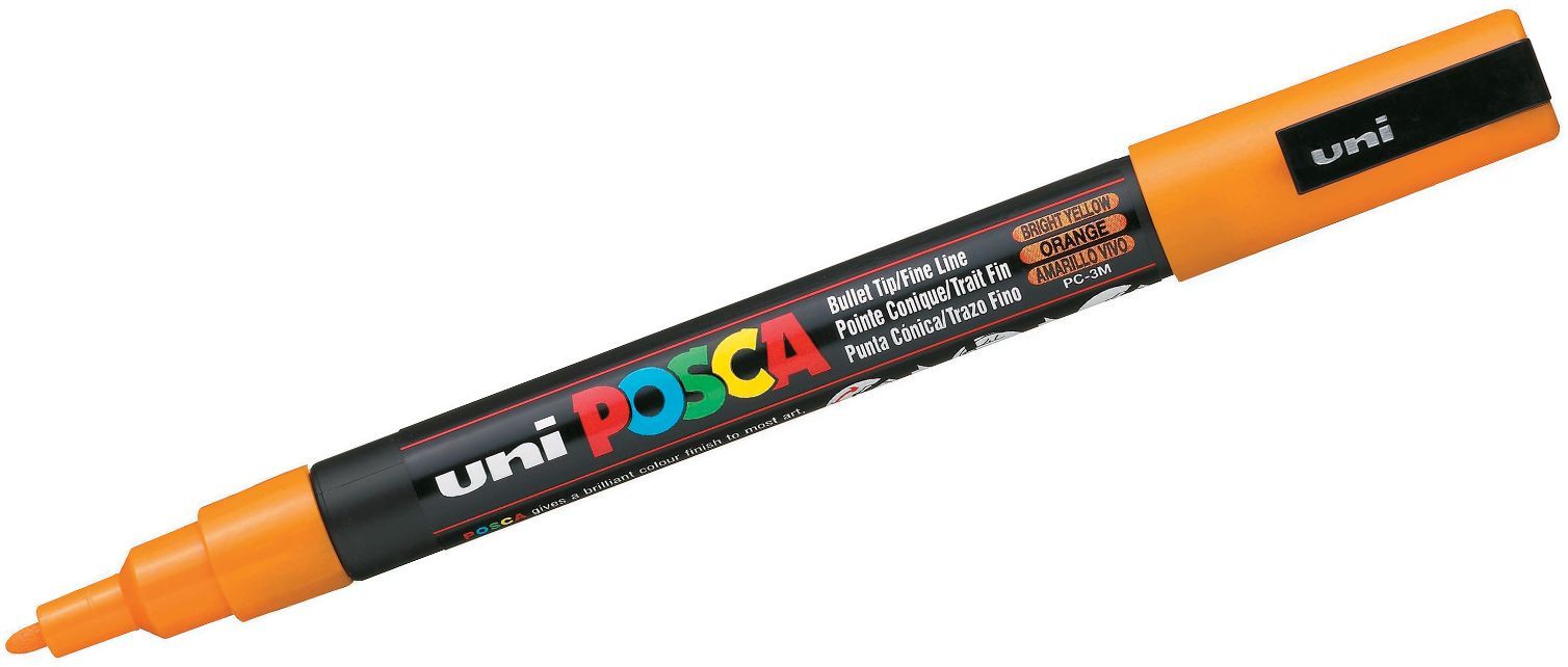 Перманентен маркер с объл връх Uni Posca - PC-3M, 1.5 mm, яркожълт