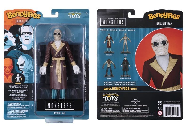 Екшън фигура The Noble Collection Horror: Universal Monsters - Invisible Man (Bendyfigs), 19 cm
