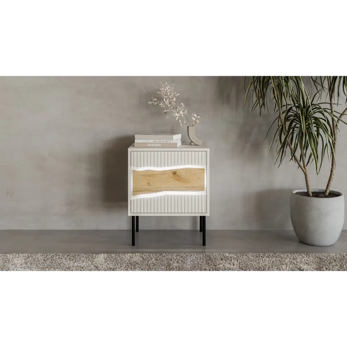 Нощно шкафче Cama 2 бр. INSERTO 50x40x61.5 кашмир + LED