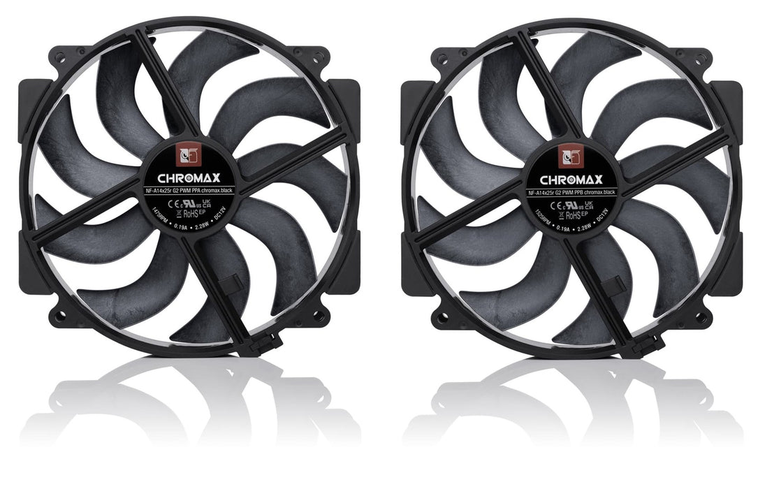 NF-A14x25r G2 PWM Sx2-PP chromax.black - комплект с два вентилатора, черен