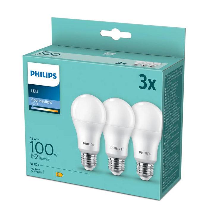 LED ЛАМПА 100W A60 E27 6500K 3БР PHILIPS