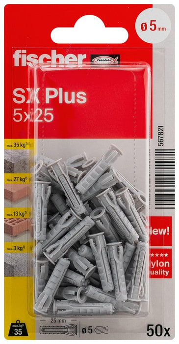 МНОГОЦЕЛЕВИ ДЮБЕЛ SX PLUS Ф5Х25ММ 50БР