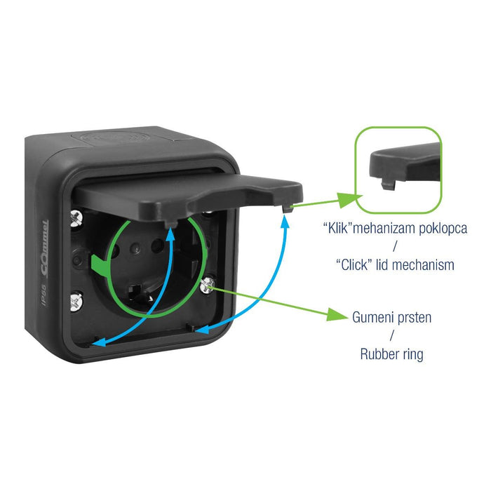 КОНТАКТ ШУКО IP55 АНТРАЦИТ COMMEL