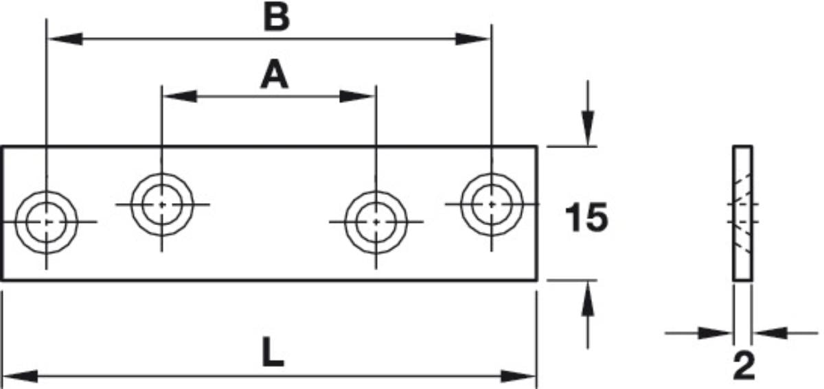 ПЛАНКА ПРАВА С 4 ОТВОРА ЗА ВИНТОВЕ 80MM
