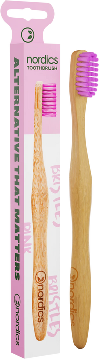 Бамбукова четка за зъби, розова, Soft/Medium, 1 бр