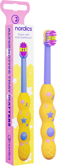 Бебешка четка за зъби Super Soft, жълт цвят, 1 бр